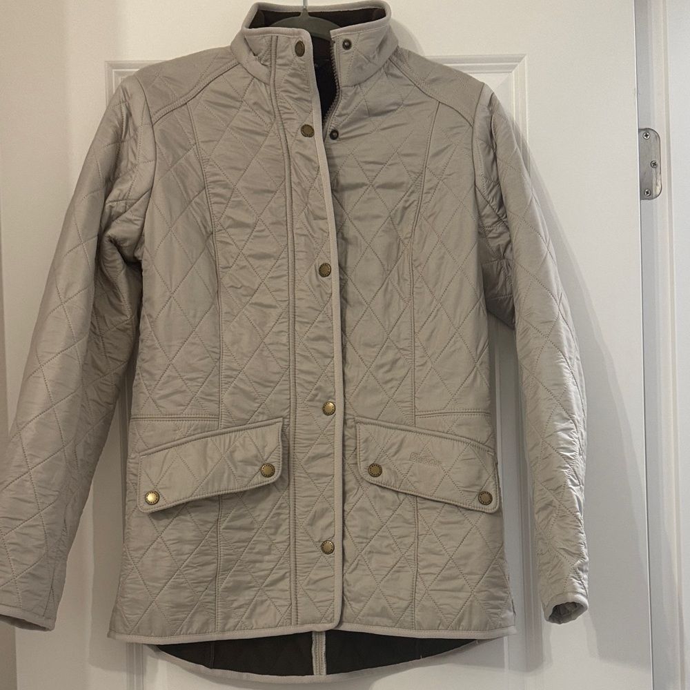 Barbour Quilted Utility Jacket in Beige - Picture 2 of 5